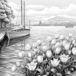 tulips in lake water