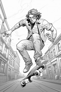 skateboarder off the ground