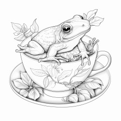 whites tree frog sitting in a teacup