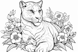 big cat with flowers