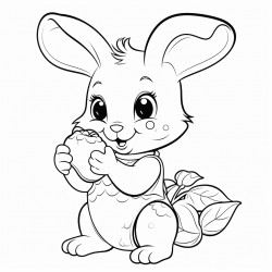 bunny eats strawberry