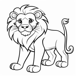 a lion sketch style thick lines only use outline cartoon style line art do not use words neither colors