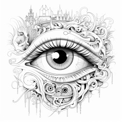 create a mysti al world inside of an eyeball