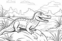 little crocodile on the river bank