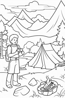 camp scene with god provides across the top