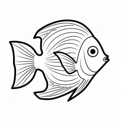 kids coloring page with angelfish black and white simple line art style minimalist drawing white background style raw