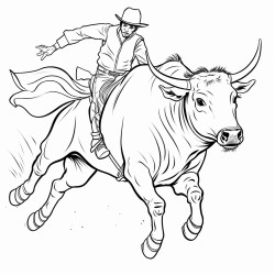 ear of corn riding a bull at a rodeo