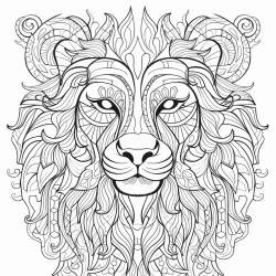 stress relief adult coloring page with lion patterns and many more for relaxation clear lines