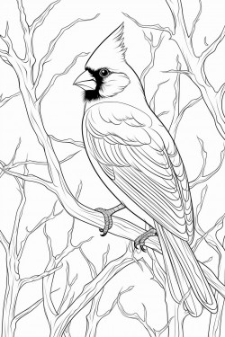 red cardinal in a tree in winter