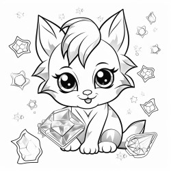 crystal kitten with crystals all around her