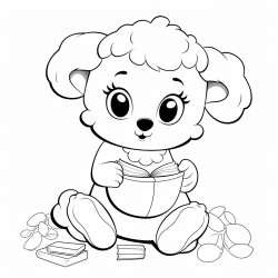sheep reading and eating soup