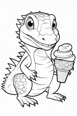 a bearded dragon eating an ice cream cone