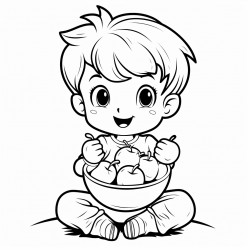 a kid eating apples
