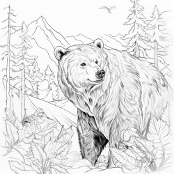 une fe et un ours en forest