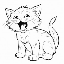 kitten yawning with paw on mouth