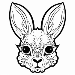 retro cartoon picture of a closeup face of a rabbit