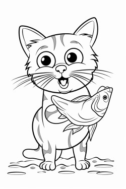 cat holding fish in its mouth