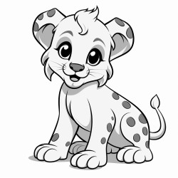 lion cub outline with a dotted line