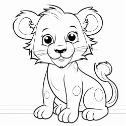 lion cub outline with a dotted line