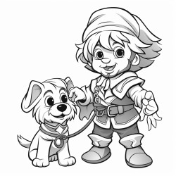 a pirate wizard with a clown puppy