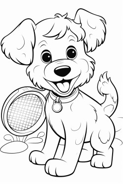dog playing tennis