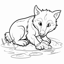 the wolf eats a turtle