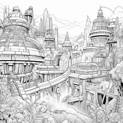 futuristic aztec city in the jungle