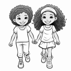 two afro girls laughing and walking together
