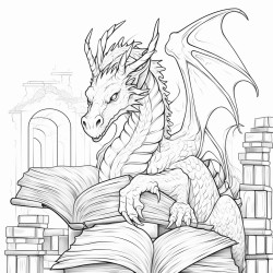 dragon reading a book
