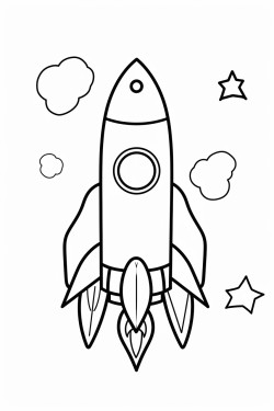 illustration of rocket in a space