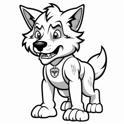 a coloring sheet with a timberwolf mascot for am elementary kid to draw