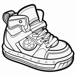 a basketball shoe featuring a hockey puck design and a winter sports theme