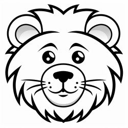 retro cartoon picture of a closeup face of a lion