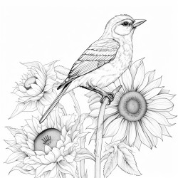 great sunflower with birds