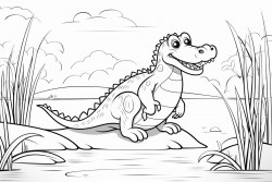 little crocodile on the river bank
