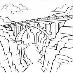 a bridge than spans a canyon but under the bridge you can see barriers to the edge of the canyon