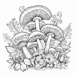 mushrooms and flowers