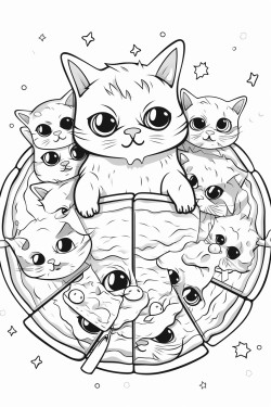 cats in space eating pizza