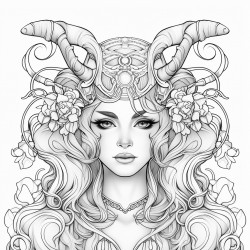 young goddess with horns