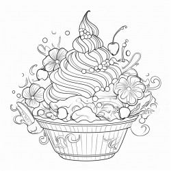 ice cream sundae página para colorear