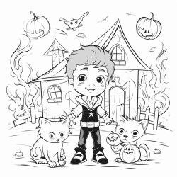 intrieur dune maison halloween avec personnes vampires et chauvesouris pour une enfant de 6 ans