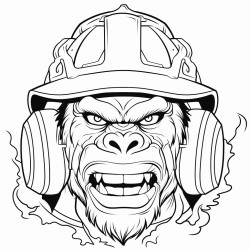 an angry gorilla fire fighter face