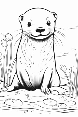 loutre avec arc en ciel