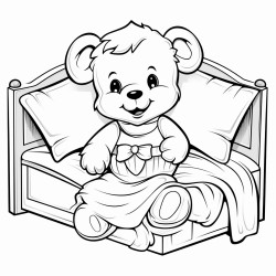 cartoon teddy in bed cozy playful theme