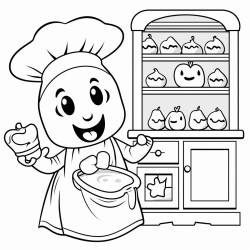 cozy hugged ghost baking cookies in kitchen