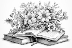 open books surronded by flowers