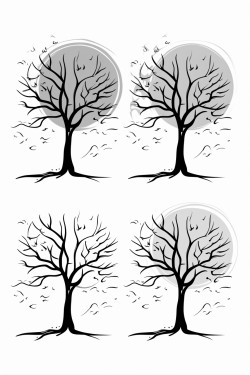 a tree representing the 4 different seasons