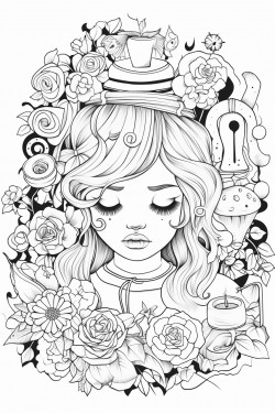 young teenage girl doing self care cartoon aesthetic
