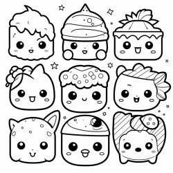 kawaii cartoon colouring pages