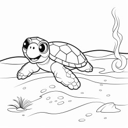 turtle at the beach playing in the sand